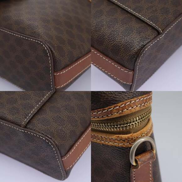 CELINE Macadam Canvas Vanity Hand Bag Pvc Leather Brown - Picture 10 of 13